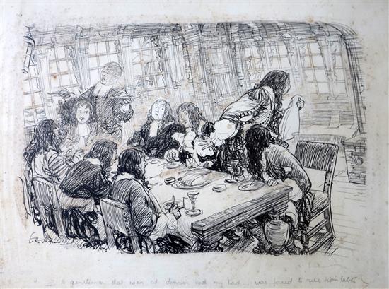Ernest Howard Shepard (1879-1976), a pen and ink book illustration for the book Everybodys Pepys (see page 21)